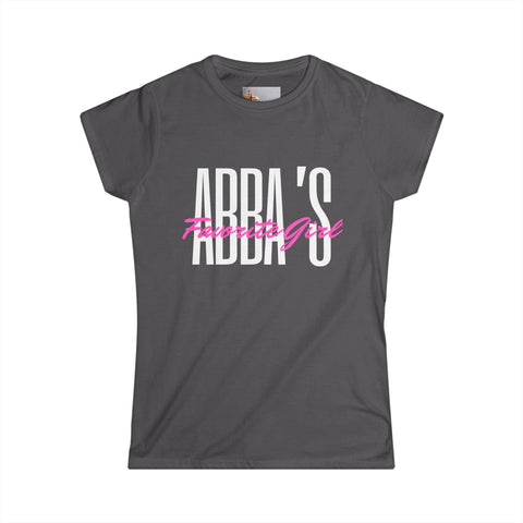 Tee - Abba's Favorite Girl Pink and White Writing Women's Softstyle Tee