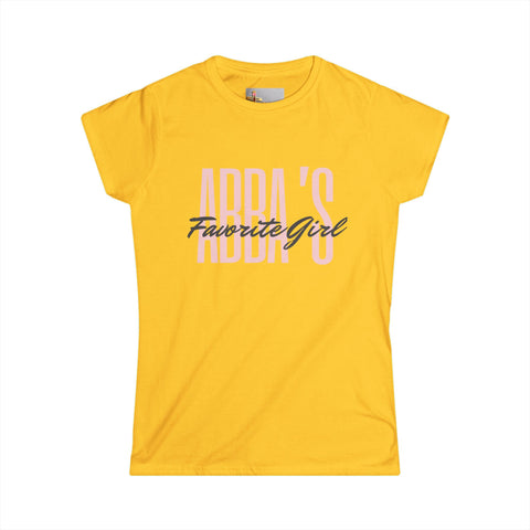 Women's Tee - Abba's Girl Pink and Black Writing T-Shirt