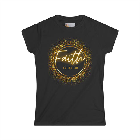 Faith Over Fear – Glitter Tee w/ Back Print (2 Timothy 1:7)