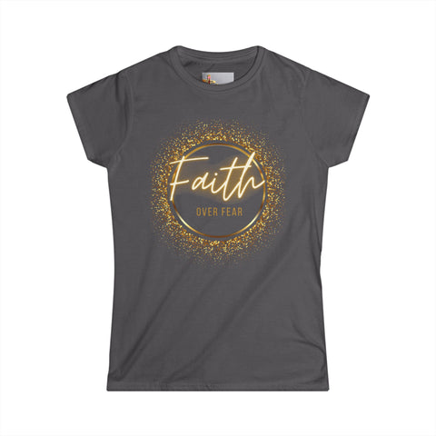 Faith Over Fear – Glitter Tee w/ Back Print (2 Timothy 1:7)