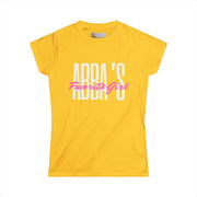 Tee - Abba's Favorite Girl Pink and White Writing Women's Softstyle Tee